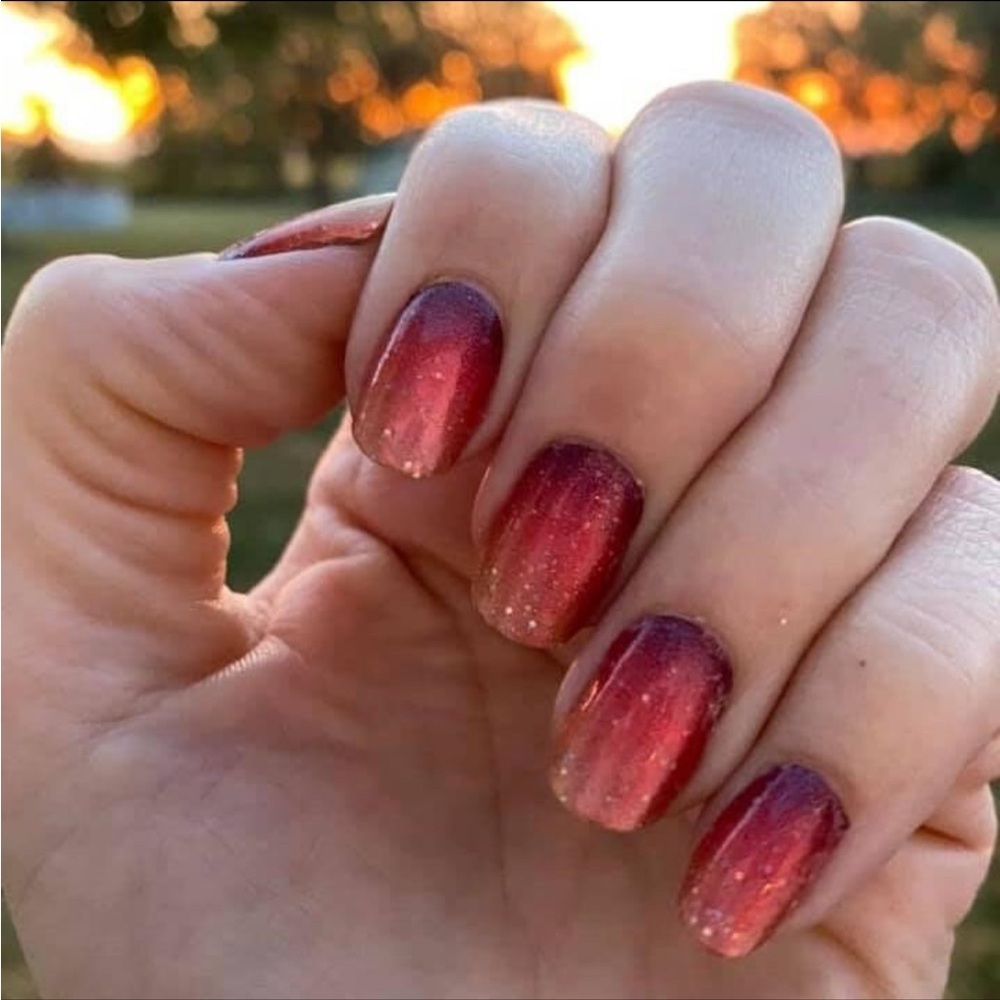*Retired* Color Street: Solar Flare | Burgundy Copper Gold Gradient Glitter Fall - Picture 7 of 14